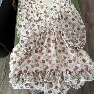 Floral Womans Dress with Ruffle Details